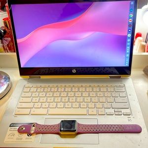 Hp laptop and Apple Watch Series 3 38MM aluminum case comes with both chargers